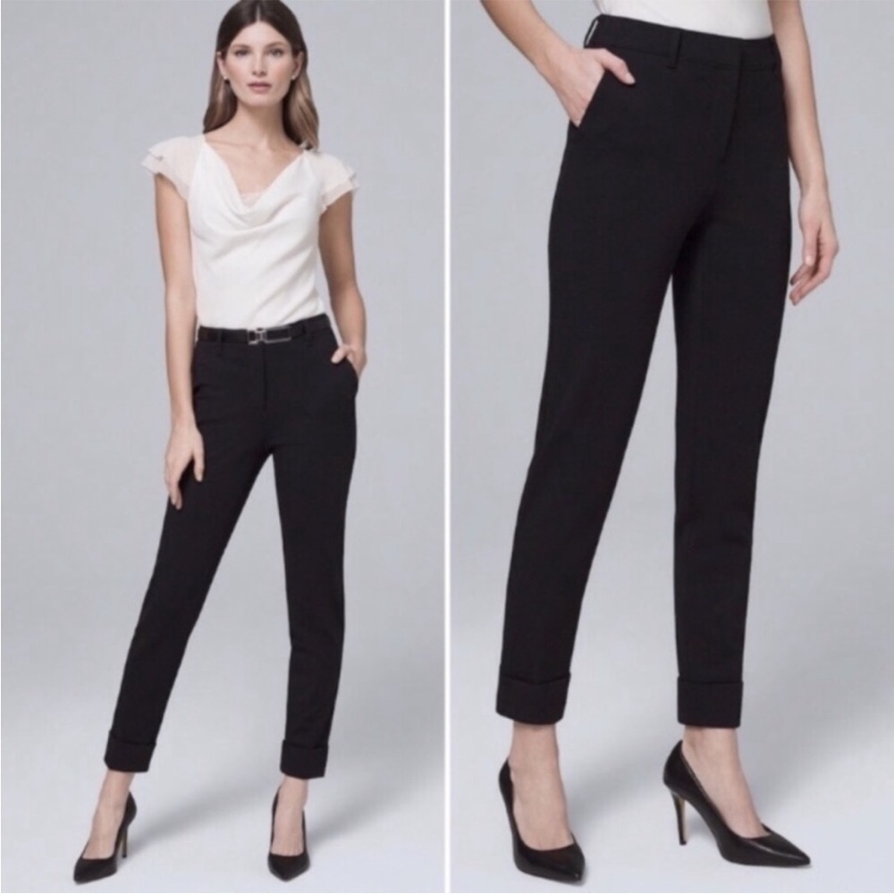 WHBM Girlfriend trouser pant with cuff Black Size 2
